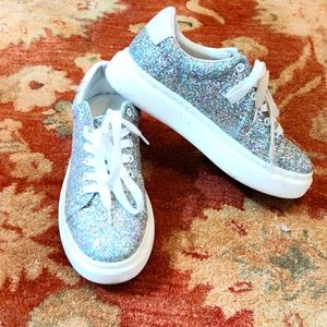 ASOS Silver Glitter Platform Sneakers - 6.5